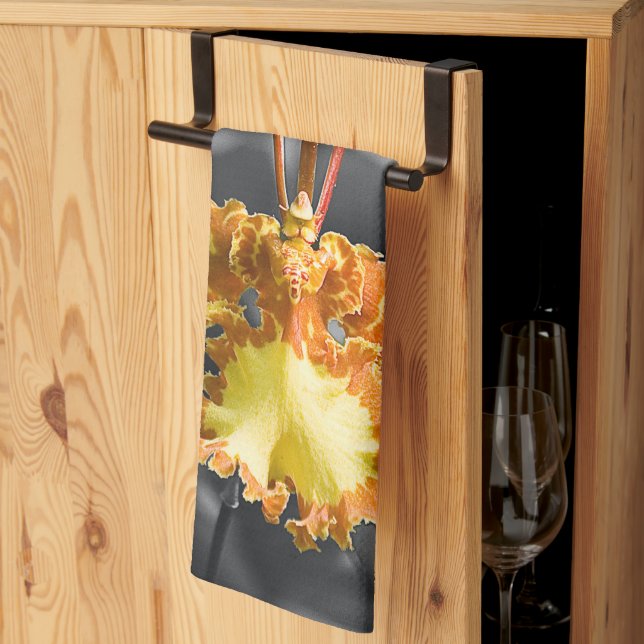 Paño De Cocina Flor de orquídea de mariposa amarilla (Pliegue de tercios)