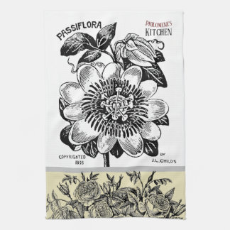 Paño De Cocina Flor de pasión antigua - Tu elección de texto