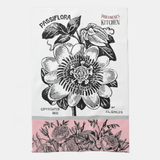 Paño De Cocina Flor de pasión antigua - Tu elección del color ros