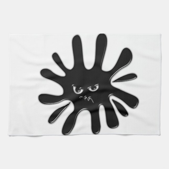 Paño De Cocina Flor de pintura negra furiosa (Horizontal)