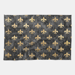 Paño De Cocina Flor De Terciopelo Negro De Lis Mardi Gras Orleans