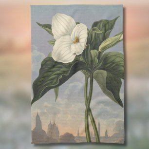 Paño De Cocina Flor de Trillium Blanca en estilo Temple of Flora
