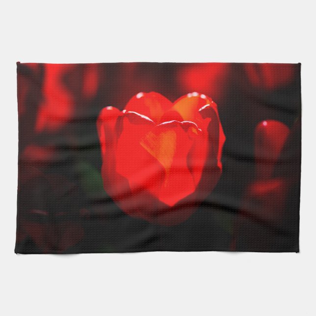 Paño De Cocina Flor de tulipán rojo - Fuego (Horizontal)
