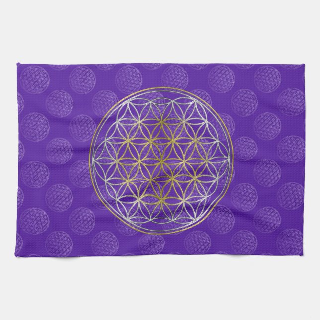 Paño De Cocina Flor de vida / Blume des Lebens - Violeta patrón (Horizontal)