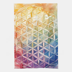 Paño De Cocina Flor de vida - Pintura de acuarela