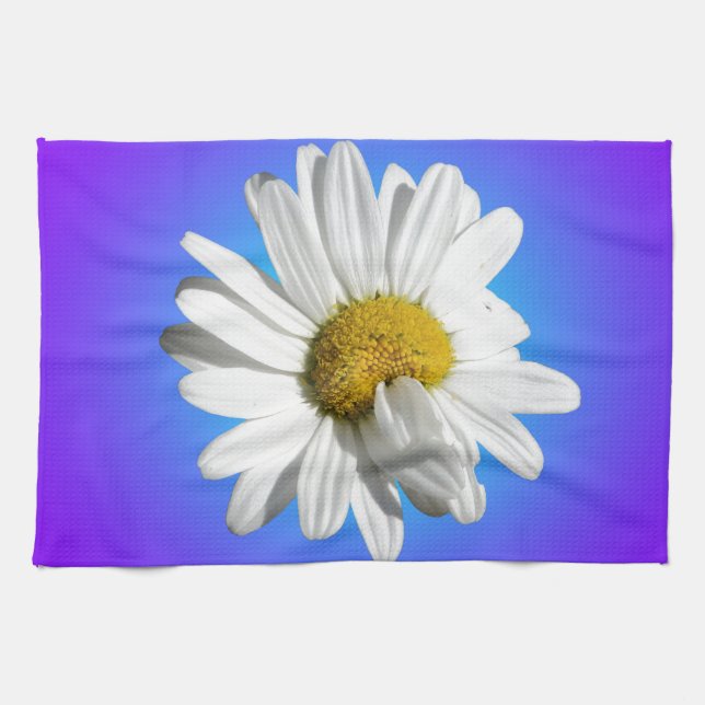 Paño De Cocina Flor Flor de Margarita Blanca Gradiente Azul Púrpu (Horizontal)