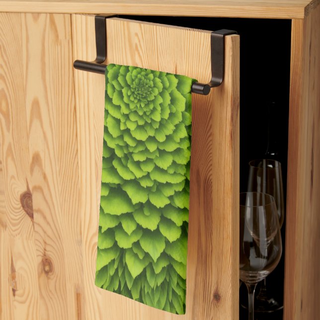 Paño De Cocina Flor Fractal Esmeralda (Pliegue de tercios)
