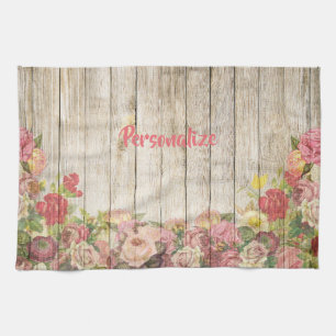 Paño De Cocina Flor Jardín Madera Valla Estiloso Personalización