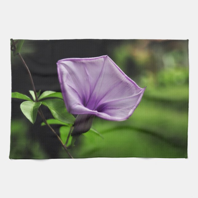 Paño De Cocina Flor morada sobre fondo verde (Horizontal)