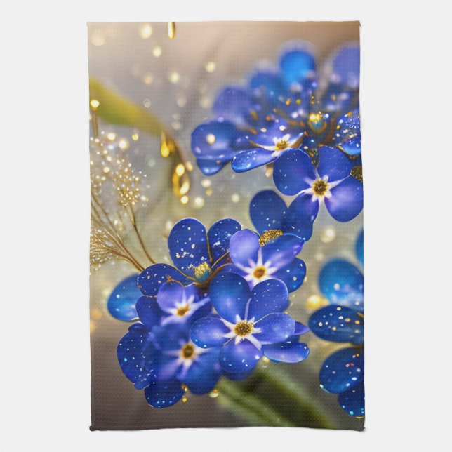 Paño De Cocina Flor olvidadiza con acentos dorados (Vertical)