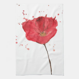 Paño De Cocina Flor pintada 2 de la amapola de la acuarela