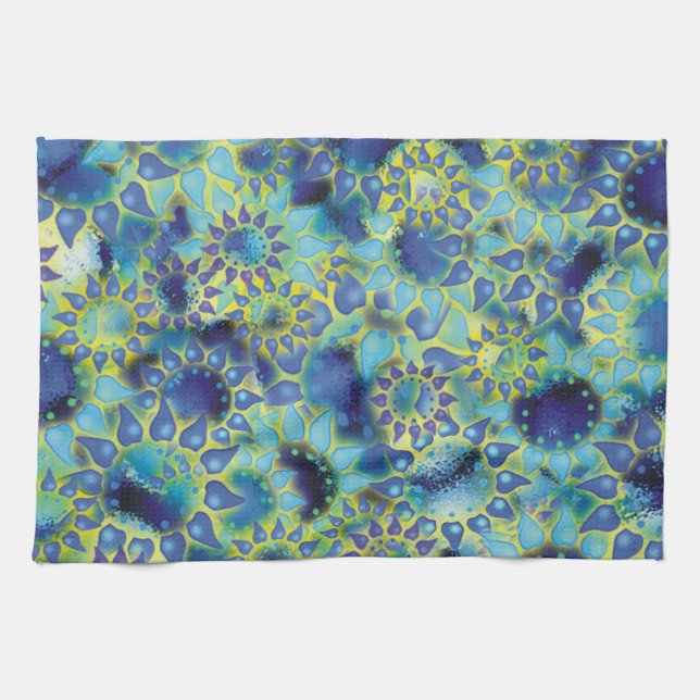 Paño De Cocina Flor Power Blue Petalled Flowers (Horizontal)