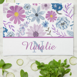 Paño De Cocina Flor rosa azul brillante personalizada