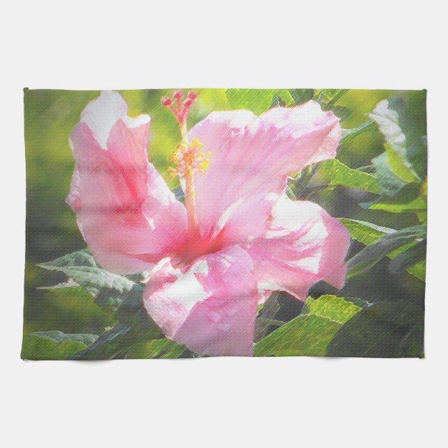 Paño De Cocina Flor rosa hibiscus (Horizontal)