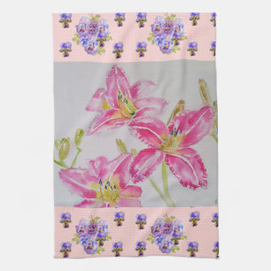 Paño De Cocina Flor rosa lirio flor color agua rosa Flor floral t