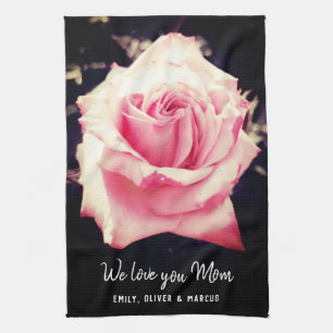 Paño De Cocina Flor rosa rosa ama a tu mamá.