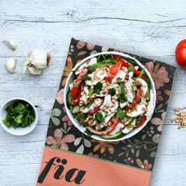 Paño De Cocina Flor silvestre amarillo patrón boho nombre persona