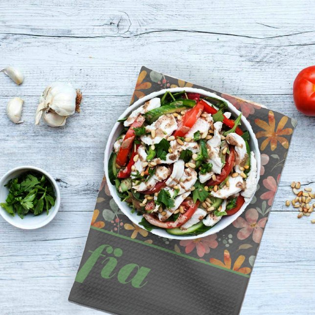 Paño De Cocina Flor silvestre boho moderno patrón amarillo rosa g (Subido por el creador)