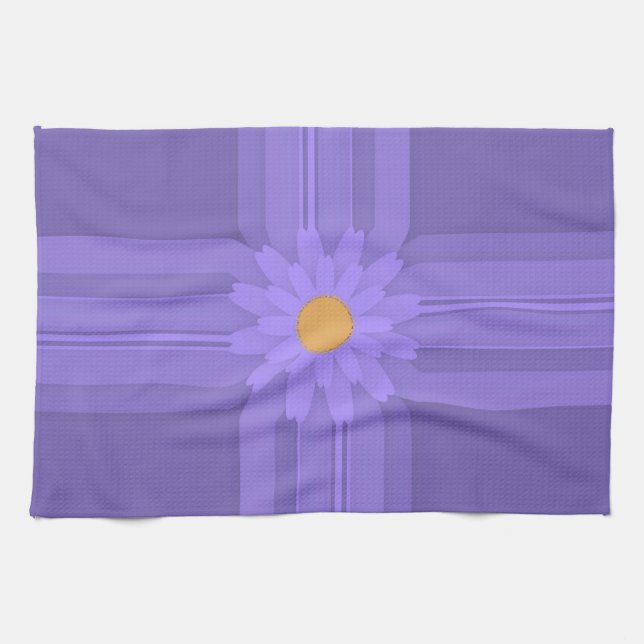 Paño De Cocina Flor simple morada en cruz moderna (Horizontal)