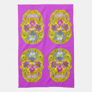 Paño De Cocina Flor Skull 3