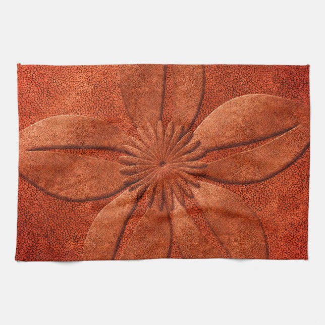Paño De Cocina Flor texturizada brillante de cobre (Horizontal)