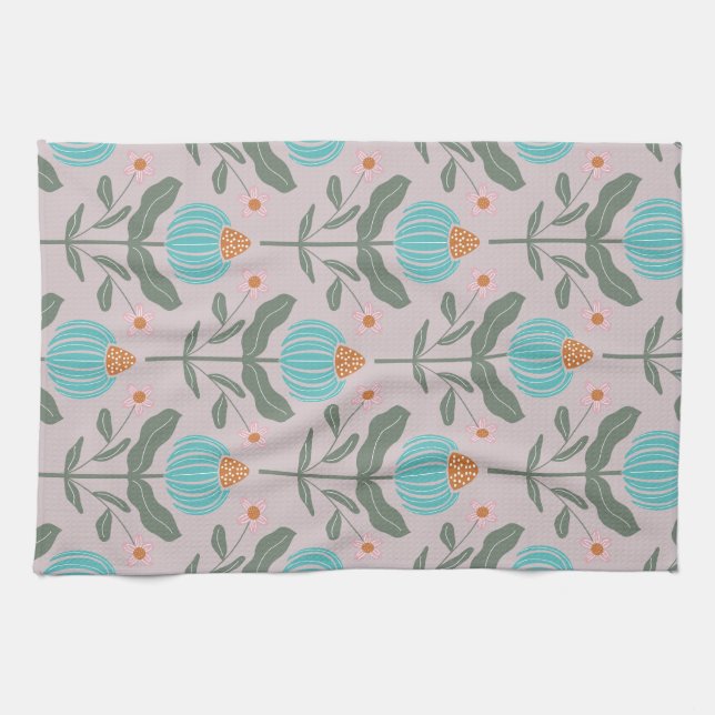 Paño De Cocina Flor Verdant Whimsy - Rosa (Horizontal)