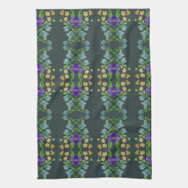 Paño De Cocina Flora turquesa profunda