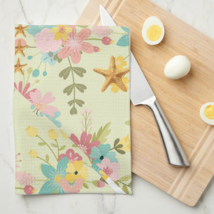 Paño De Cocina Floraciones verdes amarillas rosadas personalizada