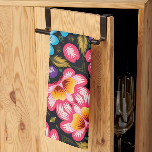 Paño De Cocina floral (Pliegue de tercios)