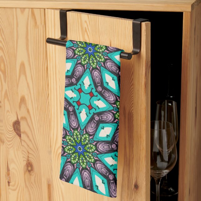 Paño De Cocina Floral abstracta colorida (Pliegue de tercios)