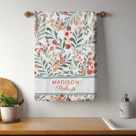 Paño De Cocina Floral acuarela de vacaciones personalizada para n