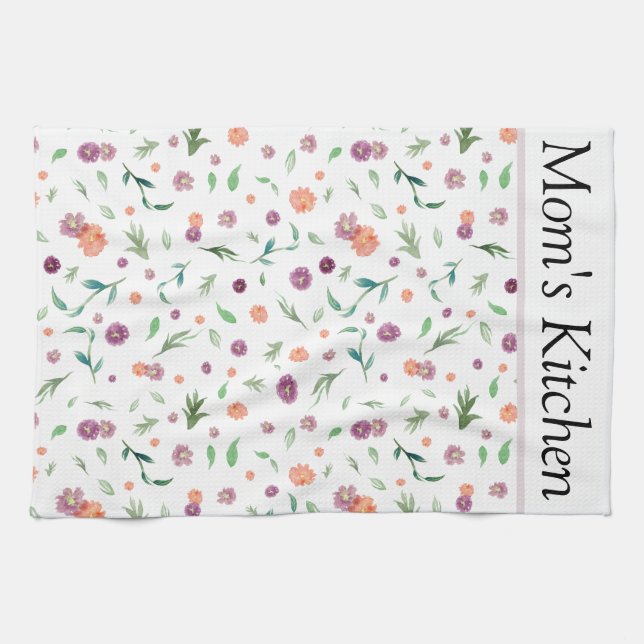 Paño De Cocina Floral acuarela personalizado | Regalo perfecto (Horizontal)
