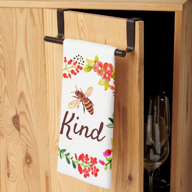 Paño De Cocina Floral amable abeja   (Pliegue de tercios)