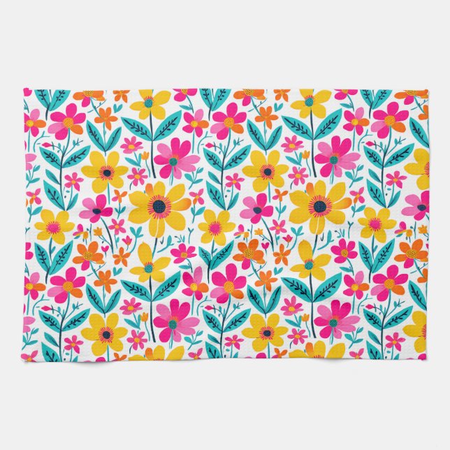 Paño De Cocina Floral Audaz Pintado (Horizontal)