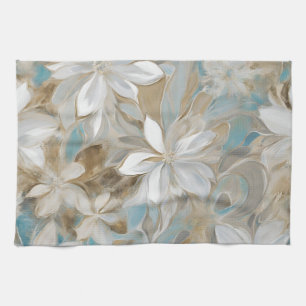 Paño De Cocina Floral azul Verde azulado beige marrón