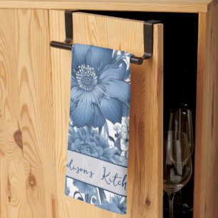 Paño De Cocina Floral azul vintage Chinoiserie personalizada