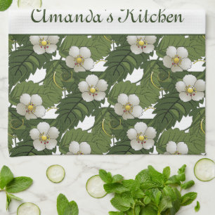 Paño De Cocina Floral blanca personalizada