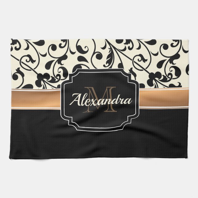 Paño De Cocina Floral blanca y negra (Horizontal)