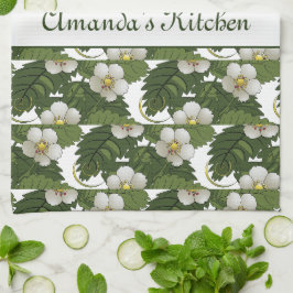 Paño De Cocina Floral Blanco Personalizado 