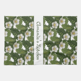 Paño De Cocina Floral Blanco Personalizado 
