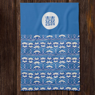 Paño De Cocina Floral chino - doble felicidad