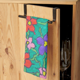 Paño De Cocina Floral clásica en verde
