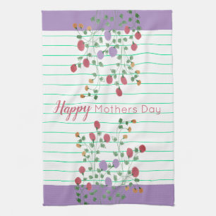 Paño De Cocina Floral con estampado de rayas turquesas