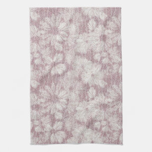 Paño De Cocina Floral Daisy Terciopelo Rosa Polvoriento