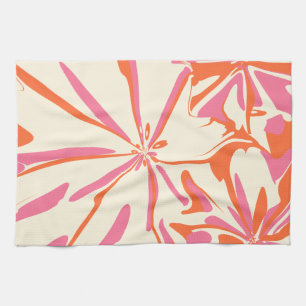 Paño De Cocina Floral de fantasía - rosa, Naranja y crema