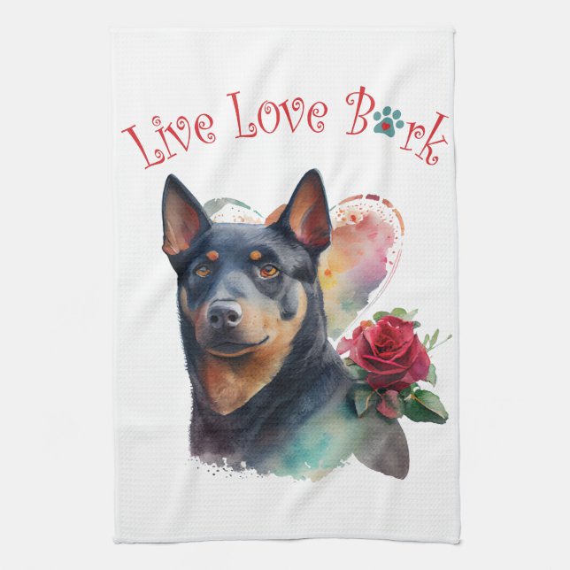 Paño De Cocina Floral de mamá de perro Kelpie australiana (Vertical)