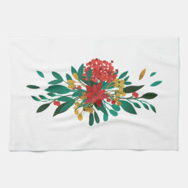 Paño De Cocina Floral de Navidades de oro y verde rojo moderno
