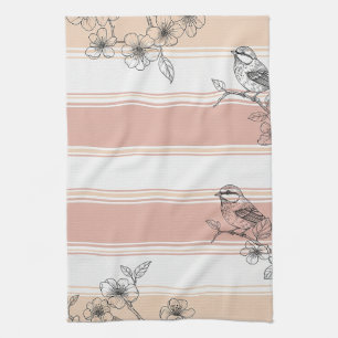 Paño De Cocina Floral de Pájaro de Raya de Melocotón Elegante (4)