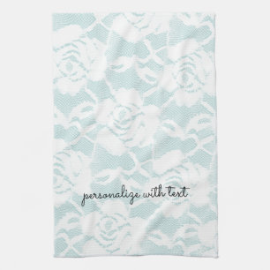 Paño De Cocina Floral de Rosas de encaje blanco Mint