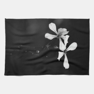 Paño De Cocina floral en blanco y negro minimalista